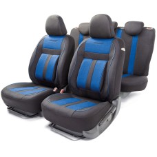 Чехлы Cushion Comfort 15 пр. эко-хлопок новое лекало - 3D крой черно-синие CUS-1505 BK/BL