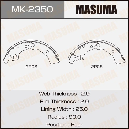 Колодки тормозные MASUMA MK-2350 барабанные R-1078