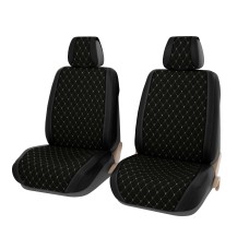 Накидка на сиденье PSV Kosmos Premium передняя белая отстрочка черная 2 шт.