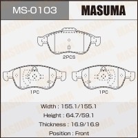 Колодки тормозные Renault Duster 11-, Arkana 19-, Fluence 10-, Megane III 08- передние MASUMA MS-0103
