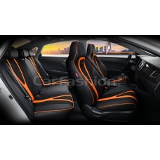 Накидки на сиденье CarFashion Integral Plus 5D экокожа/замша каркасная черный/черный/оранжевый