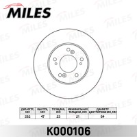 Диск тормозной MILES K000106 HONDA CIVIC 01-06/CR-V 2.0 02-06/STREAM 15" 01- передний вент.