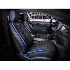 Накидки на сиденье CarFashion Start 5D замша/экокожа каркасная передняя черный/черный/синий 2 шт.