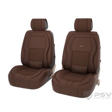 Накидка на сиденье PSV Lint 2D экокожа/лен передняя коричневая 2 шт.