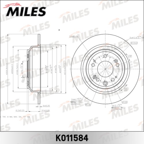 Диск тормозной Honda Accord 2.4 08- задний D=305 мм Miles K011584
