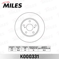 Диск тормозной Toyota Auris (японская сборка) 1.4/1.6 07- передний вентилируемый Miles K000331