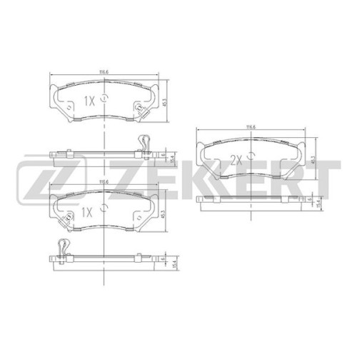 Колодки тормозные Suzuki Jimny (FJ) 03-, Grand Vitara (FT, GT) 98- передние дисковые (GDB1174) Zekkert BS-1106