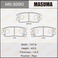 Колодки тормозные Mitsubishi Pajero 90-99, Delica 94-07 задние MASUMA MS-3280