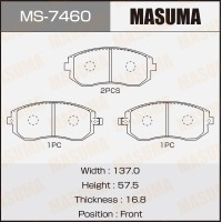 Колодки тормозные Subaru Forester 02-, Impreza 00-, Outback 03-14, XV 12-17 передние MASUMA MS-7460