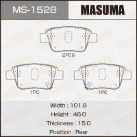 Колодки тормозные Toyota Avensis (T250) 03-08, Corolla Verso 04-09 задние MASUMA MS-1528