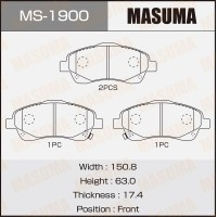 Колодки тормозные Toyota Avensis (T250) 03-08, Corolla Verso 04-09 передние MASUMA MS-1900