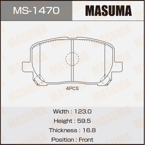Колодки тормозные Toyota Ipsum 01-09, Avensis Verso 01-05 передние MASUMA MS-1470