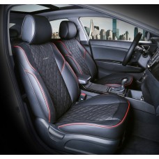 Накидки на сиденье CarFashion Balaton экокожа перфорированая передняя красный/черный/черный 2 шт.