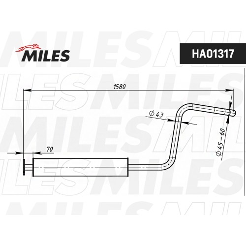 Резонатор MILES HA01317 Chevrolet Cruze (J300) 1.6 (09-)