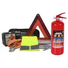 Набор автомобилиста Emergency (огнетушитель ОП-2, знак, трос 5 т, перчатки, жилет, аптечка) AVS AN-02