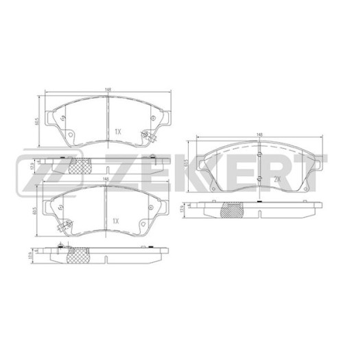Колодки тормозные Chevrolet Cruze 09-, Aveo (T300) 11-; Opel Astra J 09- 15'' передние Zekkert BS-1301