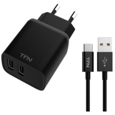 Зарядное устройство TFN USB 2.4 A Rapid с кабелем microUSB черное TFN-WCRPD12W2U01