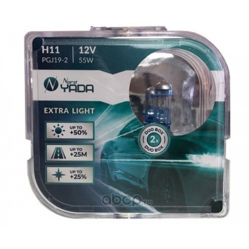 Лампа H11 12V 55W EXTRA LIGHT +50 % Plastic case - 2шт Nord YADA