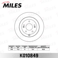 Диск тормозной Hyundai Santa Fe 06- задний D=302 мм Miles K010849