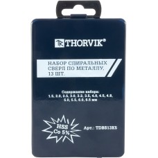 Набор сверл по металлу HSS Co Thorvik 13 шт. 1.5-6.5 мм металлический футляр TDBS13K5