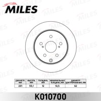 Диск тормозной Toyota RAV 4 III 06- задний D=281 мм Miles K010700