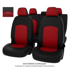 Чехлы VW Polo 20- экокожа раздельные черно-красные Оригинал