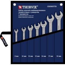 Набор ключей комбинированных трещоточных с реверсом 7 пр. 8-19 мм сумка Thorvik CRRWS7TB