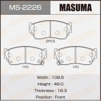 Колодки тормозные Nissan Sunny 90-96, Pulsar 91-00 передние Masuma MS-2226