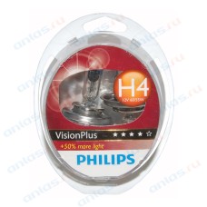 Лампа 12 В H4 60/55 Вт Р43 +60% Vision Plus галогенная блистер 2 шт. Philips
