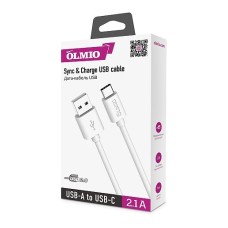 Кабель USB Type C 1 м белый Olmio 038899