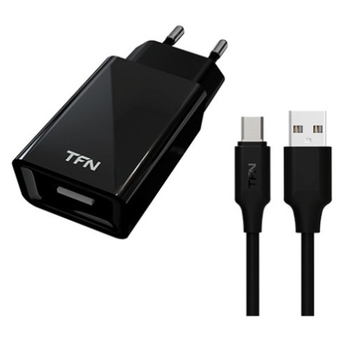 Зарядное устройство TFN USB 1 A с кабелем microUSB черное TFN-WC1U1AMICBK