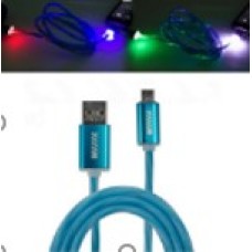 Кабель переходник светящийся WIIIX USB-микроUSB синий 1 м CBL710-UMU-10BU