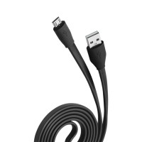 Кабель micro USB 1 м 2.1 A черный плоский Olmio