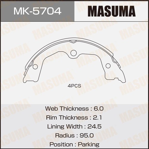 Колодки стояночного тормоза Honda Accord (CU) 09-, Crosstour 10- MASUMA MK-5704