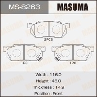 Колодки тормозные Honda Civic 87-97, Fit 01- передние MASUMA MS-8263