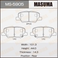 Колодки тормозные Mazda 6 (GJ) 13-, Mitsubishi ASX 12-, Outlander XL 12- задние MASUMA MS-5905