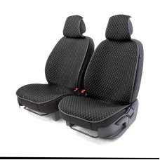 Накидка на сиденье Car Performance переднее лен мелкое плетение прострочка ромб черно - серая 2 шт CUS-1052 BK/GY