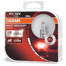 Лампа 12 В H1 55 Вт дальнего света +100% Night Breaker Silver 2 шт. Osram