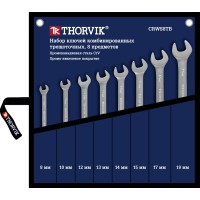Набор ключей комбинированных трещоточных коротких 8 пр. 8-19 мм сумка Thorvik CRWS8TB