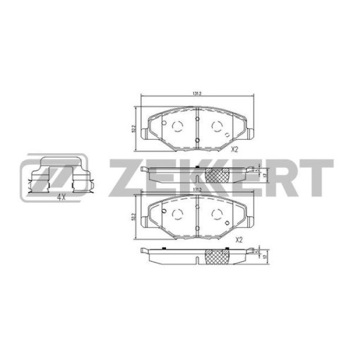 Колодки тормозные VAG Polo Sedan RUS 10-; Skoda Fabia 07-, Rapid 15- (1ZE) передние Zekkert BS-1251
