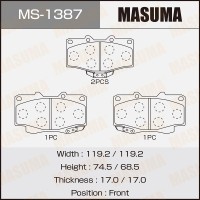 Колодки тормозные MASUMA AN-458WK, NP1098, P83009 front
