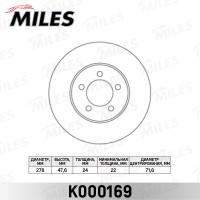 Диск тормозной Ford Maverik 00-; Mazda Tribute 00- передний вентилируемый Miles K000169