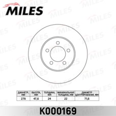 Диск тормозной Ford Maverik 00-; Mazda Tribute 00- передний вентилируемый Miles K000169