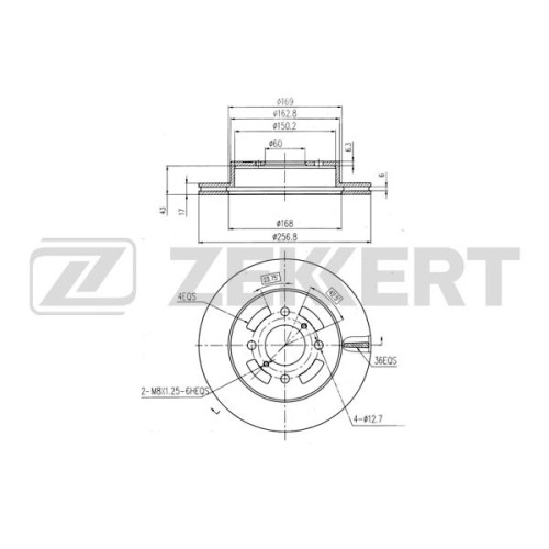 Диск тормозной Suzuki Ignis (FH) 00- передний вентилируемый 257 х 17 Zekkert BS5365