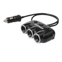 Прикуриватель 3 гнезда 12/24 В 2 USB с проводом 0,5 м Zipower PM6653