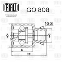 ШРУС TRIALLI GO808 Mazda 3 (03-) 2.0i MT (внутр. прав.) (GO 808)