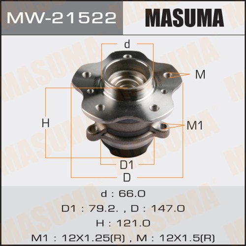 Ступица Nissan Qashqai (J11) 13- задняя (+ABS) MASUMA MW-21522