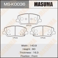 Колодки тормозные Hyundai i30 11-; Kia Ceed (JD) 12-, Cerato 13- R16", Optima R17" передние Masuma MS-K0036