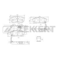 Колодки тормозные Mitsubishi Lancer (CS, CY) 03-, Outlander 06-12, Galant 07- задние Zekkert BS-1358