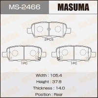 Колодки тормозные Nissan Qashqai (J10) 06-, X-Trail (T30, T31, T32), Teana 06-14, Juke 10- задние Masuma MS-2466